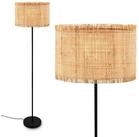Briloner Leuchten LED Stehlampe Stehleuchte E27 Boho Natur Beige Wohnzimmer, ohne