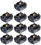 Makita Akku Set 10x BL 1830 B 18 V 3,0 Ah / 3000 mAh Li-Ion (10x 197599-5) Akkupacks