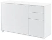 en.casa Sideboard, &raquo;Paarl&laquo; Kommode Schubladenschrank mit 3 T&uuml;ren wei&szlig; hochglanz