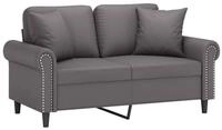 vidaXL Sofa, 2-Sitzer-Sofa mit Zierkissen Grau 120 cm Kunstleder