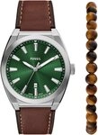 Fossil Quarzuhr EVERETT FS6080SET, (Set, 2-tlg., mit Armband), Armbanduhr, Herrenuhr,