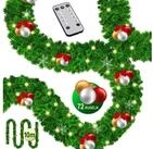 Kunstgirlande Weihnachtsgirlande LED Girlande 5m inkl. Deko-Schmuck & Fernbedienung,