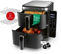 GOURMETmaxx Hei&szlig;luftfritteuse FryUp Vertikaler Doppelkammer Airfryer 2x 5l, 2800 W,