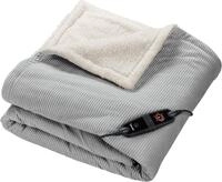 BEURER Heizdecke HD 81 Cord Light Grey Green Planet, aus recycelten Materialien,