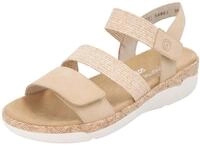 Keilsandalette REMONTE, Damen, Gr. 36, beige (natur), Bast, Lederimitat, Schuhe