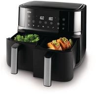 Braun Hei&szlig;luftfritteuse TwinCook 3 Airfryer TD 3030I BK, 8,0 Liter, 8 Kochrogramme,