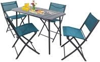 Garten-Essgruppe VCM "5 tlg. Bistroset Balkonset Gartenset Sumila 110x55", blau