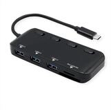 ROLINE USB 3.2 Gen 1 Hub, 3fach, Typ C Anschlusskabel Computer-Adapter USB Typ C
