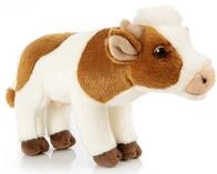Uni-Toys Kuscheltier Kuh wei&szlig;-braun - Mit/ohne Glocke/Muh-Ton - 27cm L&auml;nge -