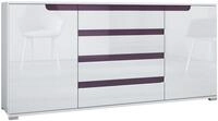 Vladon Sideboard Sylt V2 (Kommode mit 2 T&uuml;ren und 4 Schubladen, Korpus - Wei&szlig; matt