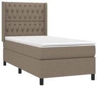 vidaXL Bett Boxspringbett mit Matratze Taupe 90x200 cm Stoff