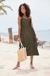 LASCANA Sommerkleid aus Leinenmix mit Baumwolle elegantes Midikleid, Strandkleid,