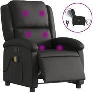 vidaXL Massagesessel, Relaxsessel Elektrisch Schwarz Echtleder