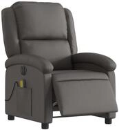 vidaXL Sessel Massagesessel Elektrisch Grau Echtleder (1-St)