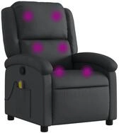 vidaXL Massagesessel, Relaxsessel Schwarz Echtleder