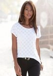LASCANA T-Shirt mit Lochstickerei, T-Shirt, Kurzarmshirt, Basic