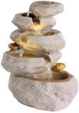 Lumineo Gartenbrunnen, Springbrunnen Felswasserfall mit LED Beleuchtung 35cm Keramik