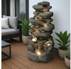 Arnusa Gartenbrunnen gro&szlig;er Springbrunnen 100 cm Wasserfall Kaskade mit Beleuchtung,