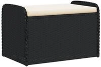 vidaXL Gartenbank, Sitzbank mit Stauraum & Kissen Schwarz 80x51x52 cm Poly...