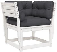 vidaXL Loungesofa Gartensofa mit Armlehnen und Kissen Wei&szlig; Massivholz Kiefer