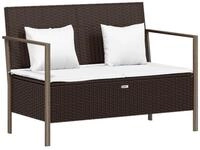 vidaXL Gartenbank Gartenbank 2-Sitzer mit Kissen Braun Poly Rattan (1-St)