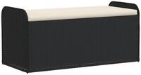 vidaXL Gartenbank, Sitzbank mit Stauraum & Kissen Schwarz 115x51x52 cm Poly...