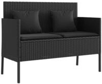vidaXL Gartenbank Gartenbank mit Kissen Schwarz Poly Rattan (1-St)