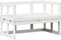 vidaXL Gartenbank 2-in-1 Gartensofa Verl&auml;ngerbar Wei&szlig; Massivholz Kiefer (1-St)