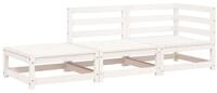 vidaXL Sofa, Gartensofa mit Hocker 2-Sitzer Wei&szlig; Massivholz Kiefer