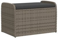 vidaXL Gartenbank, Sitzbank mit Stauraum & Kissen Grau 80x51x52 cm Poly Rattan