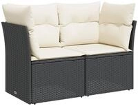 vidaXL Loungesofa Gartensofa mit Kissen 2-Sitzer Schwarz Poly Rattan, 1 Teile