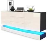 Vladon Sideboard City (Kommode mit 2 T&uuml;ren, und 3 Schubladen inkl. LED-Beleuchtung),