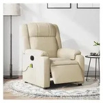vidaXL Massagesessel, Massagesessel Elektrisch Creme Stoff