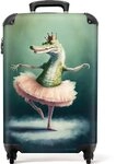 NoBoringSuitcases.com&copy; Kinderkoffer Krokodil - Krone - Gold - Ballett - Portr&auml;t -