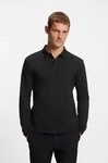 BOSS GREEN Langarm-Poloshirt Plisy mit Streifen am Kragen schwarz M (48)