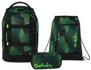 Satch Schulranzen Schulrucksack-Set PACK Seismic Green 3-teilig (3-teilig),