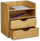 relaxdays Briefablage Schreibtisch-Organizer Bambus Schubladen