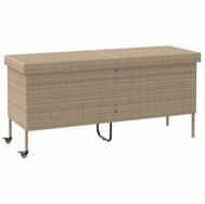 vidaXL Gartenbox Gartentruhe mit Rollen Beige 160x55x75 cm Poly Rattan