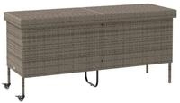 vidaXL Gartenbox Gartentruhe mit Rollen Grau 160x55x75 cm Poly Rattan