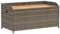 vidaXL Gartenbank, Bank mit Stauraum Grau 100x50x52 cm Poly Rattan Akazienholz