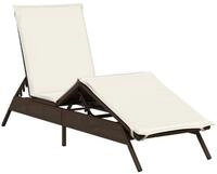 vidaXL Gartenliege Sonnenliege mit Auflage Braun Poly Rattan, 1 St.