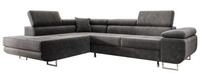 M-Punkt24 Wohnlandschaft MIAMI, Samtstoff Grau Anthrazit, Ottomane rechts oder links,