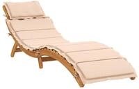 vidaXL Gartenliege, Sonnenliege mit Auflage Beige Massivholz Akazie