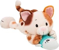 Nici Kuscheltier Homies GREEN, Gl&uuml;ckskatze & Fisch 30 cm liegend