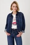Jeansblazer MONARI, Damen, Gr. 38, blau (jeans), Denim/Jeans, Obermaterial: 50%