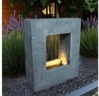 Arnusa Gartenbrunnen Springbrunnen mit LED Beleuchtung Regen Wasserfall