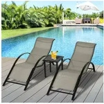 Outsunny Gartenliege 3-tlg. Sonnenliege mit Tisch, Liege, 3 St., Gartensitzgruppe,