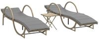 vidaXL Gartenliege Sonnenliegen 2 Stk. mit Tisch Beige Poly Rattan, 2 St.