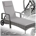 tectake Gartenliege Rattan Sonnenliege, abnehmbares Kopfkissen, 200 x 70 x 33...