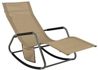 SoBuy Gartenliege OGS47, Schaukelstuhl mit Seitentasche, Relaxliege Liegestuhl